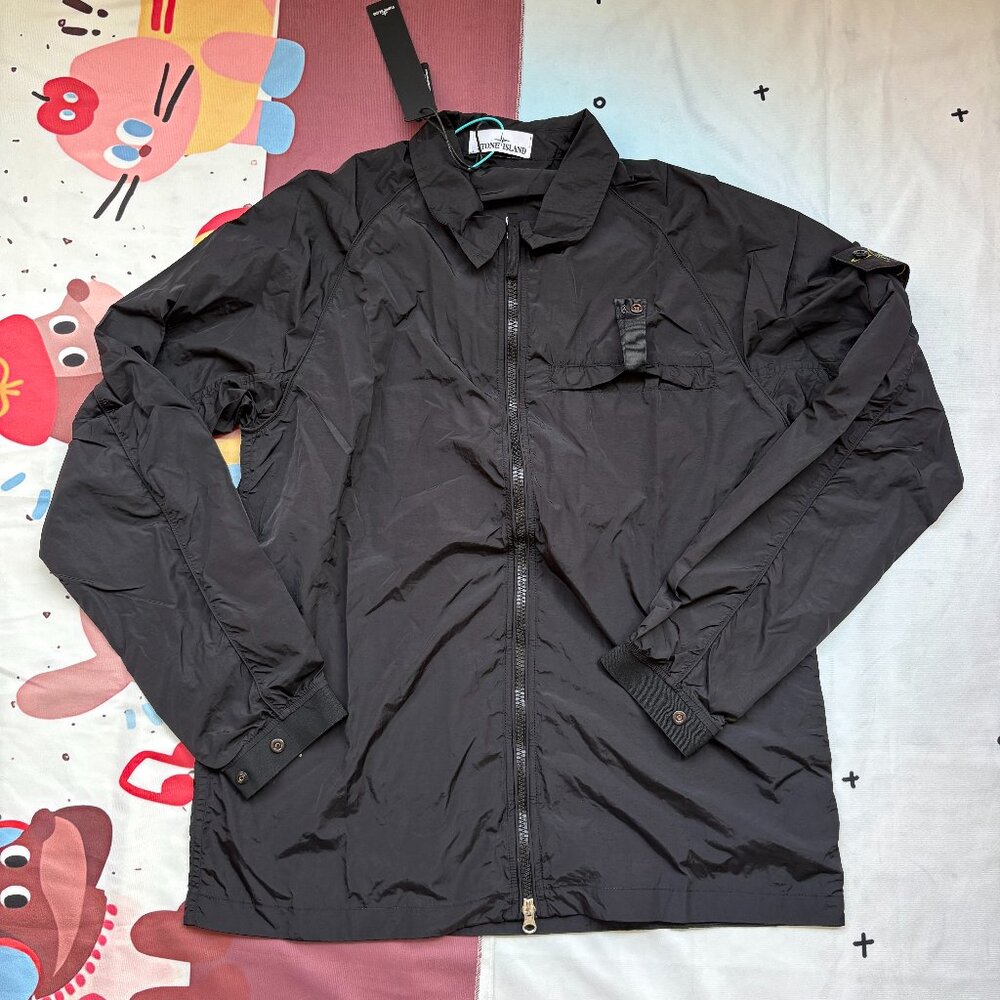 Stone Island Black Lightweight Nylon Collar Jacket